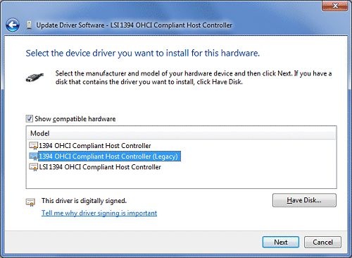 windows legacy firewire driver download